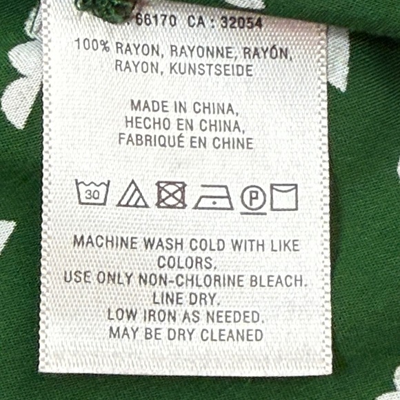 Maeve Anthropologie Green White Cloud Print Tie Neck Blouse Size Small **Read - Picture 8 of 9